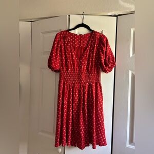 Red Polka Dot Dress with Puff Sleeves